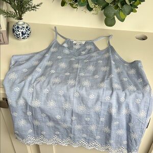 Stylish Blue Camisole with White Embroidery